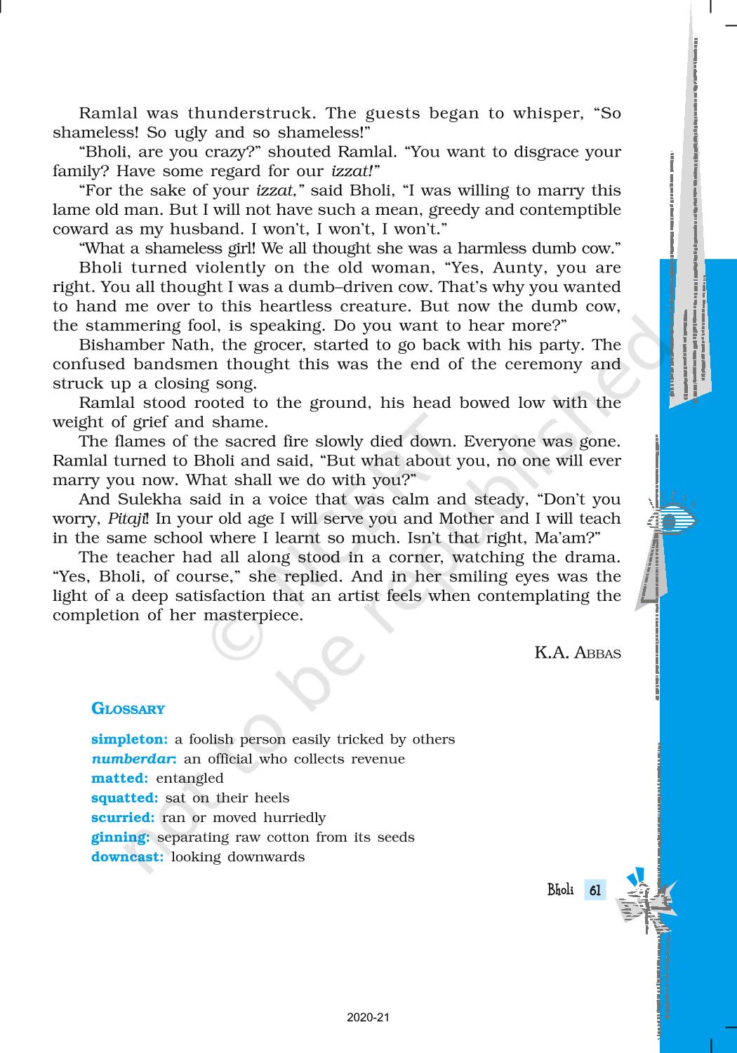 Bholi ncert book of class 10 footprints without feet
